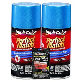 Dupli-Color Bahama Blue Metallic Exact-Match Automotive Paint for GM Vehicles - 8 oz, Bundles with Prep Wipe (3 Items)