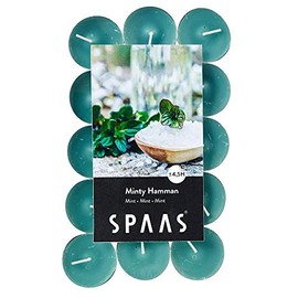 Spaas 30 Scented Tealights in Flatpack, 4.5 Hours, Minty Hamman