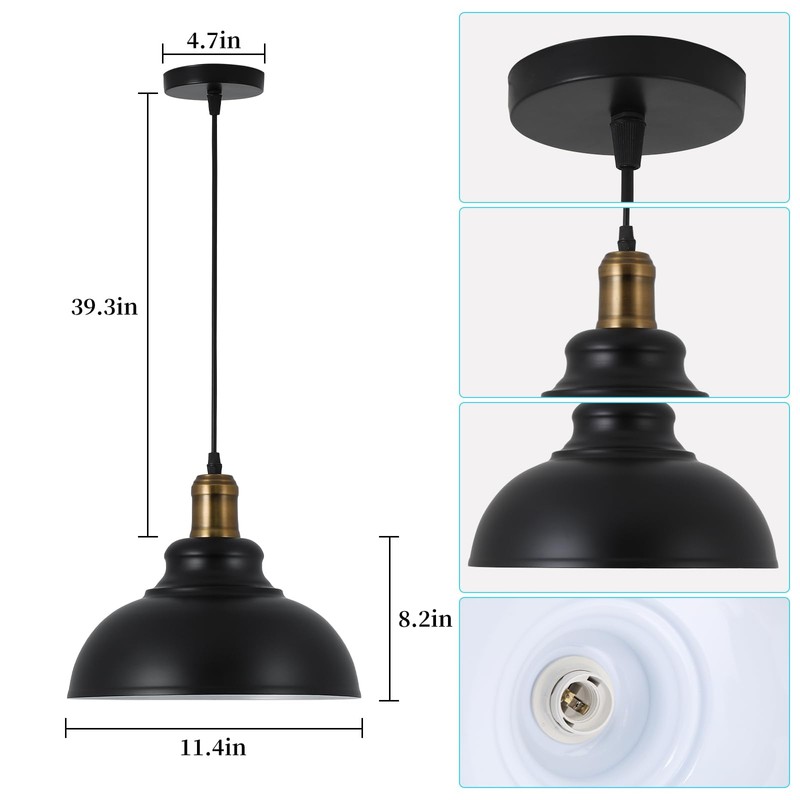 Battery Operated Pendant Lights,Rechargeable Pendant Light with Remote,Black Gold Pendant