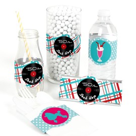 50's Sock Hop - DIY Party Supplies - 1950s Rock N Roll Party DIY Wrapper Favors & Decorations - Set of 15