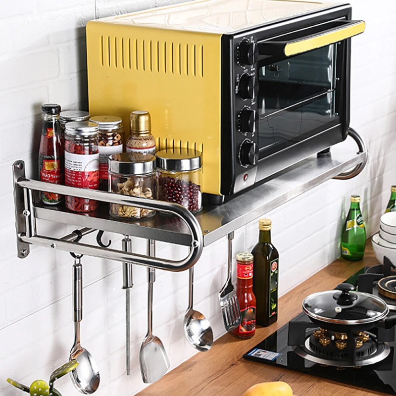 NOT INCLUDE Stainless Steel Microwave Oven Rack Wall-Mount Kitchen Shelf