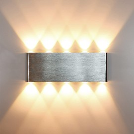 Kawell 10W Modern Wall Sconce LED Wall Light Up Down Indoor LED Wall Lamp Aluminum for Bedroom Living Room Bedside Stairs Hallway Corridor, 3000K