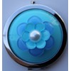 Purse Handbag Double Compact Cosmetic Mirror - 3D (S) Aqua Flower