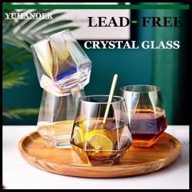 YUHANOER Wine Glasses Set Of 4,Stemless Pink Wine Glasses for Women,Valentines Day Wine Glasses,10Oz Colored Glassware for Red Wine Glass,Cocktails,Whisky,Bourbon,Wine Lovers