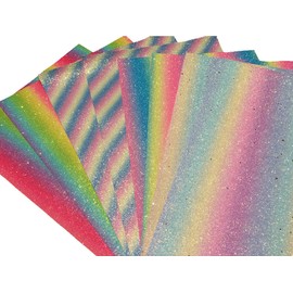 Faux Leather Glitter Fabric Canvas Sheets Rainbow 8 Pieces A4 Size for Bows Earrings Hair Accessories Bag Making DIY Crafts (Mixed Color)