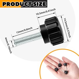 Hotop 20 Pieces M4 x 10 mm Carbon Steel Threaded Knurled Thumbscrew Screw on Knobs Grips Black Round Clamping Screw (Black)
