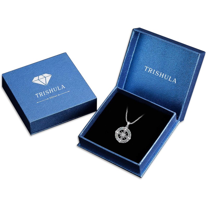 TRISHULA Compass Necklace for Men S925 Sterling Silver Celtic Knot