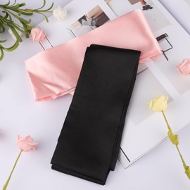 2Pcs Satin Eye Mask Sleep Mask, Adjustable Blindfold Soft Satin Eye Covers Valentine's Day Gift for Travel, Nap, Meditation,157cm/62inch (Black+Pink)