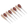8Pcs Leather Awl Wooden Ergonomic Handle Stainless Steel Effort Saving