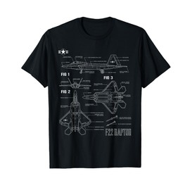 American Aircraft Stealth Fighter F22 Raptor Blueprint T-Shirt