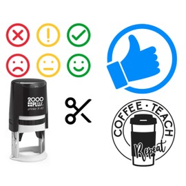 Custom Large Stamp Loyalty Rewards Club Logo Card Stamp Your Image Self Inking Size Small (Large 1 5/8")