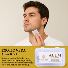 Exotic Veda 100% Pure Alum Block – Potassium Alum Crystal Stone | Natural, Unscented Deodorant & Aftershave | Soothes Razor Burn, Stops Bleeding, Non-Staining, Alcohol-Free