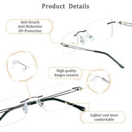 LifeArt Blue Light Blocking Glasses, Computer Reading Glasses, Anti Blue Rays, Reduce Eyestrain, Stylish for Men and Women(Silver,+1.00 Magnification)