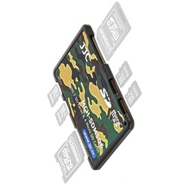 JJC Extremely Compact Credit Card Size Memory Card Case Storage Box for 2 x SD SDHC SDXC and 4 x Micro SD – Colour Camouflage