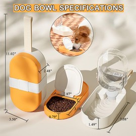 MAOWUDI Portable Pet Travel Bowls, 8.5Oz Water Bottle and 90g Food Containers for Dogs Cats,Yellow