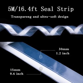 Silicone Seal Strip,Weather Stripping for Door or Window,Weatherproof Soundproof Self Adhesive Door Strip Bottom, Draft Stopper Silicone Strip Tape (Transparent, 45mm)