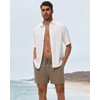 Neer 3 Pack Men's Linen Shorts Casual Cotton Lightweight Elastic
