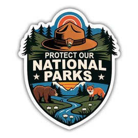 Protect Our National Parks Sticker Save Park Animal Lover Cool Cute Vinyl Decal Weather-Resistant, Indoor and Outdoor Use, for Water Bottles, Laptop, Window, Car... 3"
