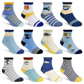 HYCLES Baby ABS Socken Kinder 12 Paar Stoppersocken Kinder Anti Rutsch Socken Kind Jungen Mädchen 23-26 27-30 Kleinkind Socken Baby 05 Monster für 3-5 Jahre