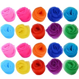 Samcos Chiffon Juggling Silk Scarves 10 Colors 20 Pieces Kindergarten Performance Dance Play Color Chiffon Square Scarf (23.6 x 23.6 inches (60 x 60 cm)