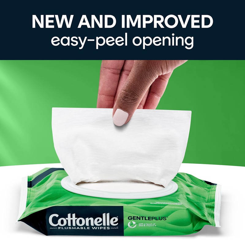 Cottonelle GentlePlus Flushable Wet Wipes with Aloe & Vitamin E,