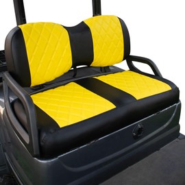NOKINS Golf Cart Diamond Seat Covers Kit, Fit for Yamaha Drive/Drive 2 OEM Standard Front Seat Cushion, Golf Cart Vinyl Seat Cover, No Nails Required (Yellow and Black)