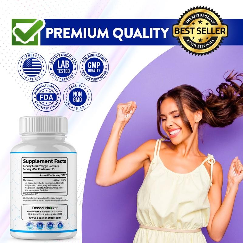 Magnesium Complex 1000mg Made with 7 Elemental Magnesium 90 Capsules