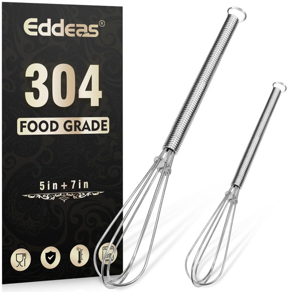 Eddeas Mini whisk, Small Whisk 2 Pieces, 5in and 7in