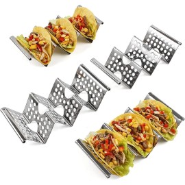 3 Slots Stainless Steel Taco Holder Wave Shape Mexican Food Storage Stand Rack