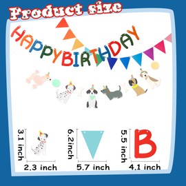 PANRRPERS - 3 banderas con diseño de arco iris de feliz cumpleaños para decoración de fiesta para niños y niñas, suministros de fiesta (banderín arcoiris)
