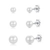 wynn's Silver Stud Earrings for Women, 3 Pairs 925 Sterling