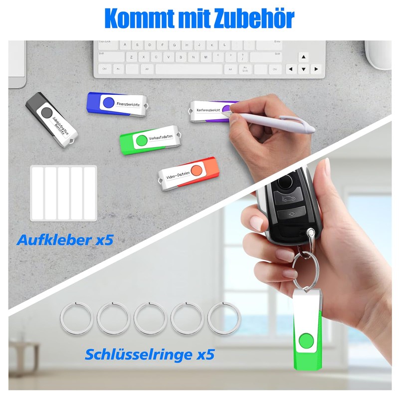 TEWENE USB Stick 8 GB Set of 5 USB Memory