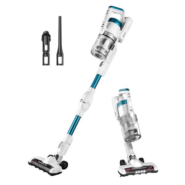 Eureka NEC185 Cordless Stick Vacuum Cleaner Convenient for Hard Floors, Rechargeable Handheld Vacuum Cleaner Portable with Powerful Motor Efficient Suction,White