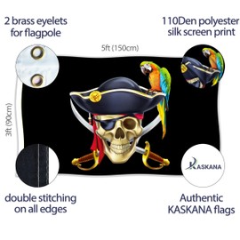 Pirate Flag – Jolly Roger Flag – Funny Flag - 110Den polyester - Double Seam - 2 brass eyelets, large 5ft x 3ft
