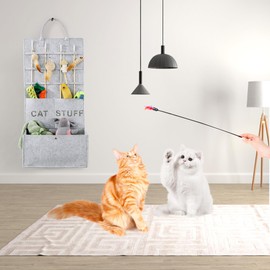 MABOZOO Cat Toy Storage Organizer for Wand Toys,Durable Pet Storage Box with Handle Cat Feather Toy Storage Hanging Bag for Neatly Organizing Teaser Wand Toys