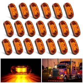 Nilight 2.5Inch Oval Side Marker Light 20PCS Amber 2 Diode LED Trailer Clearance Lights Indicator Taillight Waterproof Surface Mounted for 10-30V Truck Camper Boat Lorry