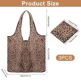 ZMDMAH Pack of 3 Shopping Bags, 47 x 35 cm Large Lightweight Washable Foldable Leopard Environmentally Friendly Reusable Bag for Men Women Shopping Bag for Daily Shopping Travel Storage