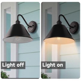 imizdlum 10 Inch Gooseneck Outdoor Light Fixtures, Outdoor Wall Sconces, Farmhouse Barn Light, Matte Black Wall Light Fixture, Waterproof & Anti-Rust, for Porch, Garage, Patio, Garden, 2-Pack