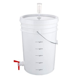 U.S. Solid 2-Pack Plastic Fermenter - 6.5 Gallon Food-Grade Fermenting Bucket Homebrewing Fermentor with Spigot and Airlock
