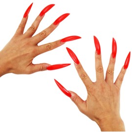 Black Omen br515-f-tip-rd Witch Claw Cosplay Costume False Claw Long Props Red Black (Nailtip (Red) One Size Fits Most