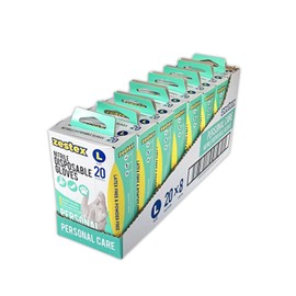 Zestex Nitrile Personal Care, Latex-free & Powder-free, Non-Sterile Food Safe Multi Purpose Disposable Glove, White, Large, Case/8 boxes of 20 gloves