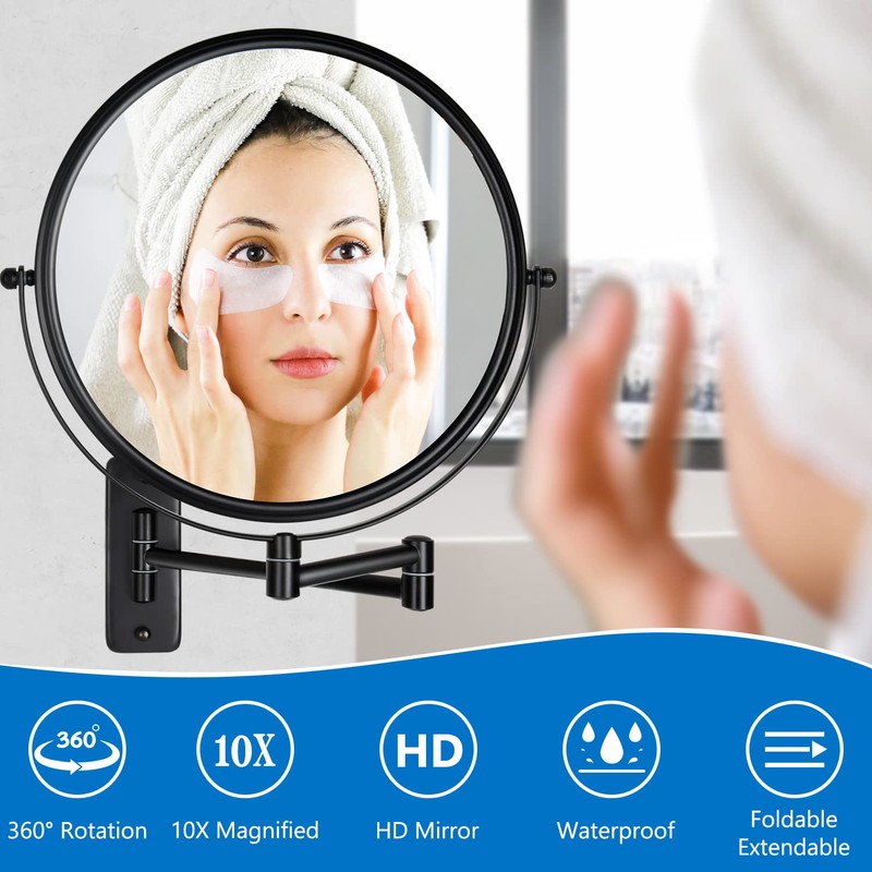 DECLUTTR 9 Inch Large Wall Mounted Makeup Mirror, 1X/10X Magnifying