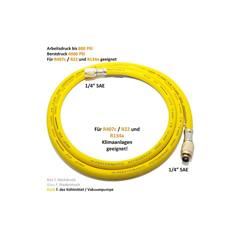 Split Air Conditioning R407c / 134a Filling Hose 1.5 m