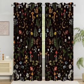 Moonslim Brown Gray Blackout Curtains, Grey Rustic Abstract Rustic Farmhouse Window Drapes, Thermal Insulated Darkening for Bedroom Living Room Decor 2 Panels 52x84 Inch