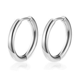 Titanium Huggie Hoop Earrings Hypoallergenic Hinged Sleeper Earrings for Sensitive Skin Cartilage Helix Lobes (14mm polished)