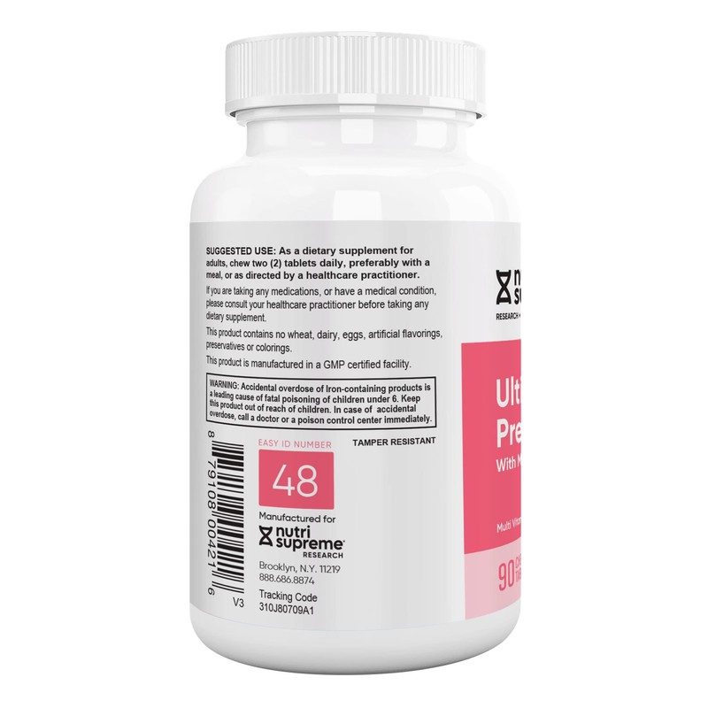 Nutri Supreme Prenatal Vitamin, Chewable Prenatal Vitamins for Women with