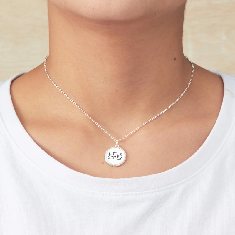 Philip Jones Silver Plated Filigree Disc Little Sister Necklace