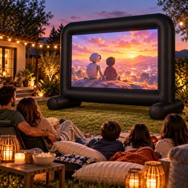 Inflatable Movie Screen for Outdoor Projection – 14FT/24FT Blow-Up Screen with Air Blower for Front & Rear Viewing
