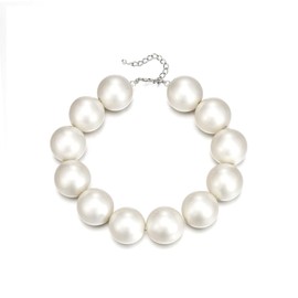 EleQueen Chunky Pearl Baroque Necklace for Women, Statement Wedding Large Pearl Choker Necklace Statement Necklace for Bride Bridesmaid Jewelry Gifts