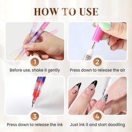 Kit de Plumas para Pintura de Uñas, Nuevas Plumas para Pintura de Uñas 2025, Herramienta de Pintura 3D de Uñas de 12 Colores, Herramienta DIY para Dibujo Graffiti, Pintura de Puntos (2)